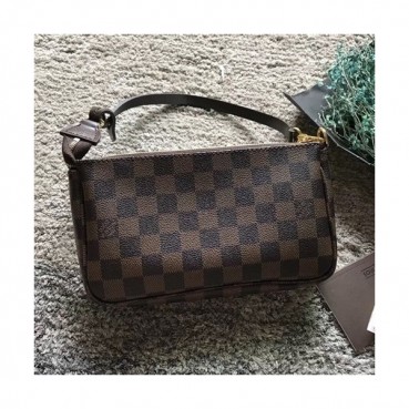 Louis Vuitton Damier EBENE CANVAS POCHETTE  pouch clutch,21cm 