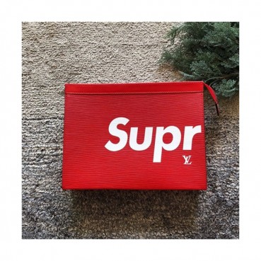 Louis Vuitton + Supreme 2017 Man clutch Bag,27cm 