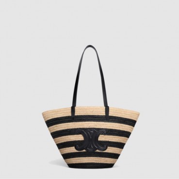 셀린느 여성 스트라이프 커핀 클래식 파니에 라피아 - Celine Womens Striped Coffin Classic Pannier Raffia 