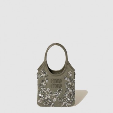 미우미우 여성 아이비 자수 개버딘 백 - Miumiu Womens Ivy Embroidered Gabardine Bag 