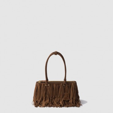 프라다 여성 갤러리아 미디엄 스웨이드 백 1BA457 - Prada Womens Re