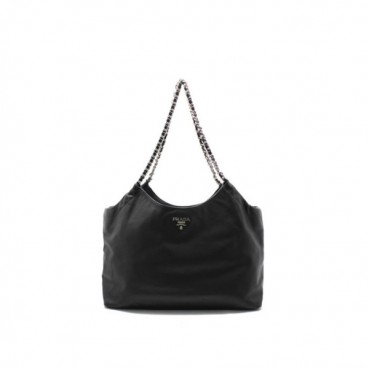 프라다 여성 소프트 은장 체인 카바스 쇼퍼백 BR4487 - Prada Womens Soft Calfskin Silver Chain Cabas Shopper Bag 
