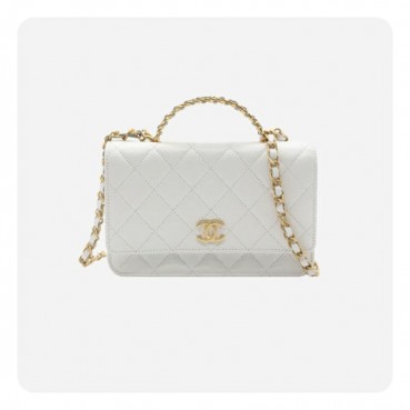 샤넬 탑핸들 woc 램스킨 화이트 골드 - Chane Top Handle woc Lamb skin Bag 