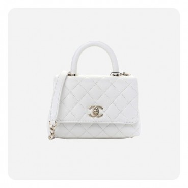 샤넬 코코핸들 미니 화이트 골드  - Chane Coco Handle Mini Bag 