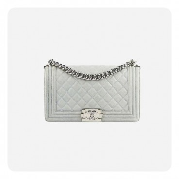 샤넬 보이백 미디움 캐비어 그레이 골드- Chane Boy Bag Medium Caviar  Vintage Bag 