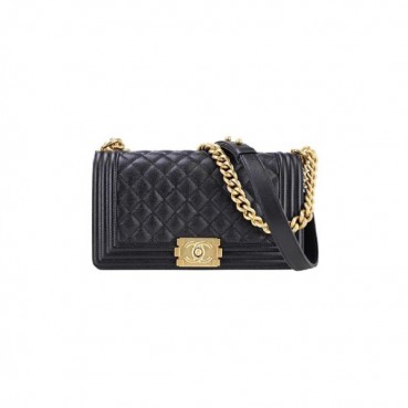 샤넬 보이백 미디움 캐비어 블랙 골드 - Chane Boy Bag Medium Caviar Bag 