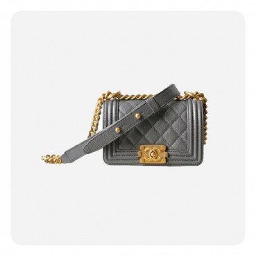 샤넬 보이백 미니 캐비어 그레이 골드- Chane Boy Bag Mini Caviar Bag 