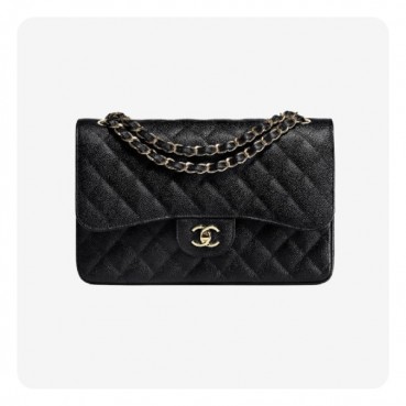 샤넬 클래식 캐비어 라지 블랙 골드 - Chanel Classic Caviar Large Bag