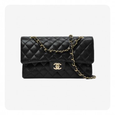 샤넬 클래식 캐비어 미디움 블랙 골드/실버  - Chanel Classic Caviar Medium Bag