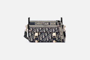 디올 블루 오블리크 자수 캠프백 스몰 - Dior Oblique Embroidery Camp Bag