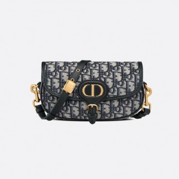 디올 여성 블루 오블리크 자카드 바비백 라지 - Dior Oblique Jacquard  Bobby Bag