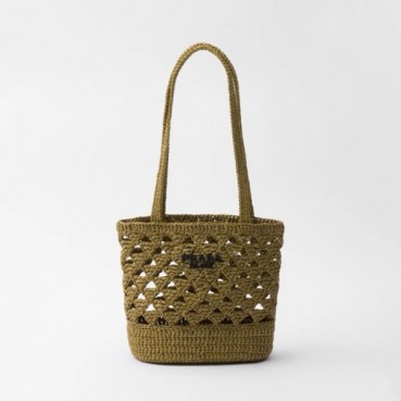 프라다 여성 라피아 크로셰 숄더백 1BG494 - Prada Womens Khaki Shoulder Bag 
