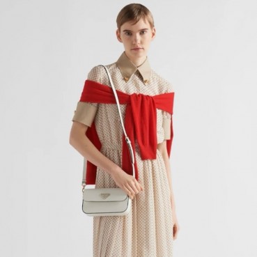 프라다 여성 화이트 사피아노 숄더백 1BD356 - Prada Womens Saffiano Shoulder Bag 