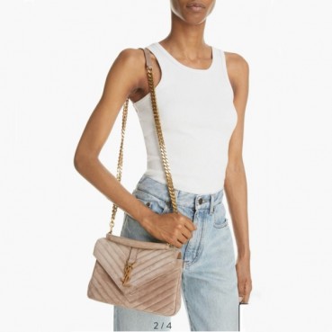 입생로랑 여성 베이지 퀄티드 백 - Saint Laurent Womens Beige College 