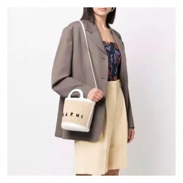 마르니 여성 화이트 라탄백 - Marni Womens White Shoulder Bag 