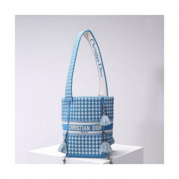 디올 여성 오블리크 버블 숄더백 Size(16cm) 블루 - Dior Women's Oblique Bubble Shoulder Bag 