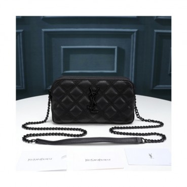 [럭셔리한]Saint Laurent 2021 Women's Leather Shoulder Bag,19cm,SLB0646 - 입생로랑 2021 여성용 레더 숄더백,19cm,블랙