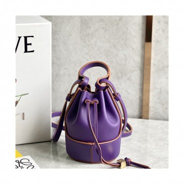 [러블리한]Loewe 2021 Women's Leather Mini Bucket Shoulder Bag,8.5cm,LOEB0547 - 로에베 2021 여성용 레더 미니 버킷 숄더백,8.5cm,퍼플