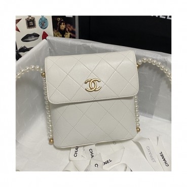 [유니크한]Chanel 2021 Women's Leather Shoulder Bag,19cm,CHAB1674 - 샤넬 2021 여성용 레더 숄더백,19cm,화이트