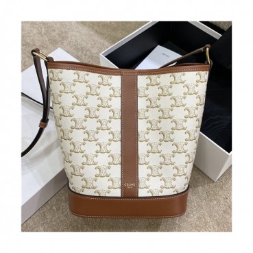 [셀린느]Celine 2021 Women's Leather Bucket Shoulder Bag,26cm,CLNB0687 - 셀린느 2021 여성용 레더 버킷 숄더백,26cm,베이지