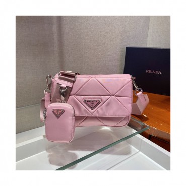 Prada 2021 Women's Nylon Shoulder Bag,21cm,1BD292,PRAB0390 - 프라다 2021 여성용 나일론 숄더백,21cm,핑크