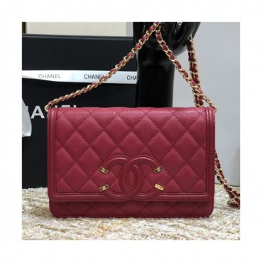 Chanel 2021 Women's Leather Chain Shoulder Bag,19.5cm,CHAB1658 - 샤넬 2021 여성용 레더 체인 숄더백,19.5cm,레드