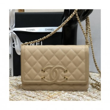 Chanel 2021 Women's Leather Chain Shoulder Bag,19.5cm,CHAB1656 - 샤넬 2021 여성용 레더 체인 숄더백,19.5cm,베이지