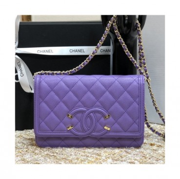 Chanel 2021 Women's Leather Chain Shoulder Bag,19.5cm,CHAB1655 - 샤넬 2021 여성용 레더 체인 숄더백,19.5cm,퍼플