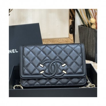 Chanel 2021 Women's Leather Chain Shoulder Bag,19.5cm,CHAB1652 - 샤넬 2021 여성용 레더 체인 숄더백,19.5cm,블랙