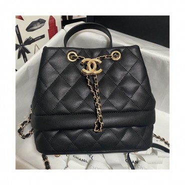 [샤넬]Chanel 2021 Women's Leather Bucket Shoulder Bag,20cm - 샤넬 2021 여성용 레더 버킷 숄더백,20cm,CHAB1633,블랙