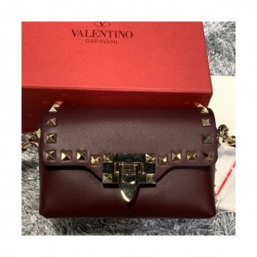 [발렌티노]Valentino 2021 Lockstead Shoulder Bag,16.5cm - 발렌티노 2021 락스터드 숄더백,16.5cm,VTB1079,와인