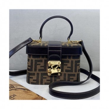 [펜디]Fendi 2021 Women's Fabric Tote Shoulder Bag,18cm - 펜디 2021 여성용 패브릭 토트 숄더백,18cm,FENB0664,브라운