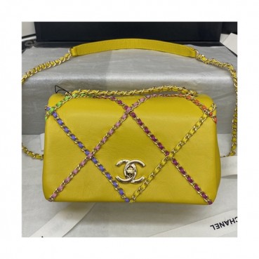 [샤넬]Chanel 2021 Women's Leather Shoulder Bag,18.5cm - 샤넬 2021 여성용 레더 숄더백,18.5cm,CHAB1628,옐로우