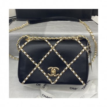 [샤넬]Chanel 2021 Women's Leather Shoulder Bag,18.5cm - 샤넬 2021 여성용 레더 숄더백,18.5cm,CHAB1627,블랙