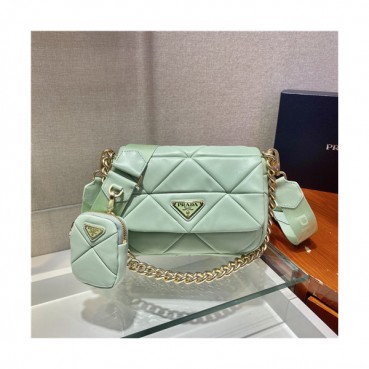 [프라다]Prada 2021 Women's Leather Shoulder Bag,21cm - 프라다 2021 여성용 레더 숄더백,21cm,PRAB0335,그린