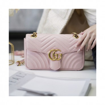 [구찌]Gucci 2020 Women's Marmont Matlase Shoulder Bag,26cm - 구찌 2020 여성용 마몬트 마틀라세 숄더백,26cm,GUB1251,핑크