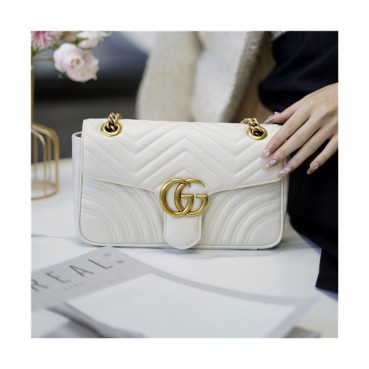[구찌]Gucci 2020 Women's Marmont Matlase Shoulder Bag,26cm - 구찌 2020 여성용 마몬트 마틀라세 숄더백,26cm,GUB1249,화이트