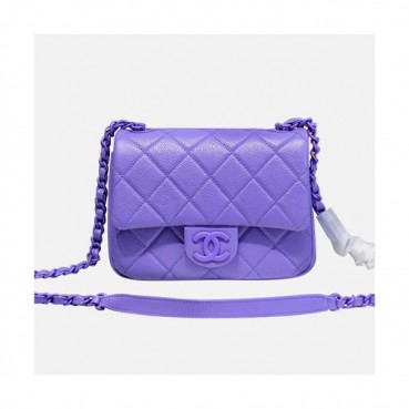 [샤넬] Chanel 2021 Women's New Mini CF Shoulder Bag,19cm - 샤넬 2021 여성용 미니 뉴 CF 숄더백,19cm,CHAB1619,퍼플