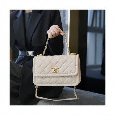 [샤넬] Chanel 2020 Women's Leather Chain Shoulder Bag,22cm - 샤넬 2020 여성용 레더 체인 숄더백,22cm,CHAB1607,화이트