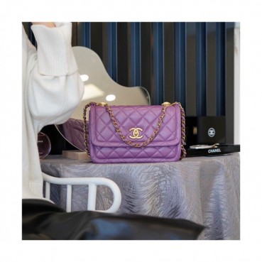 [샤넬] Chanel 2020 Women's Leather Chain Shoulder Bag,25cm - 샤넬 2020 여성용 레더 체인 숄더백,25cm,CHAB1603,퍼플