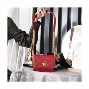 [샤넬] Chanel 2020 Women's Leather Shoulder Bag,15cm - 샤넬 2020 여성용 레더 숄더백,15cm,CHAB1600,레드