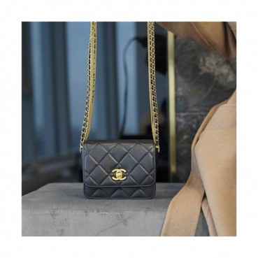 [샤넬] Chanel 2020 Women's Leather Shoulder Bag,15cm - 샤넬 2020 여성용 레더 숄더백,15cm,CHAB1599,블랙