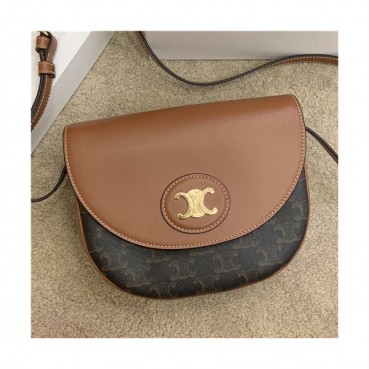 Celine 2020 Women's Leather Shoulder Bag,21cm - 셀린느 2020 여성용 레더 숄더백,21cm,CLNB0656,브라운