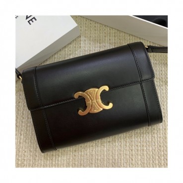 Celine 2020 Women's Leather Shoulder Bag,21cm - 셀린느 2020 여성용 레더 숄더백,21cm,CLNB0655,블랙
