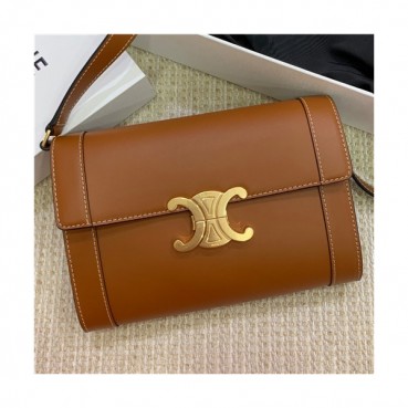 Celine 2020 Women's Leather Shoulder Bag,21cm - 셀린느 2020 여성용 레더 숄더백,21cm,CLNB0654,브라운