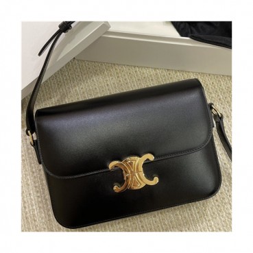 Celine 2020 Women's Leather Shoulder Bag,22cm - 셀린느 2020 여성용 레더 숄더백,22cm,CLNB0649,블랙