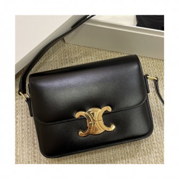 Celine 2020 Women's Leather Mini Shoulder Bag,18cm - 셀린느 2020 여성용 레더 미니 숄더백,18cm,CLNB0648,블랙