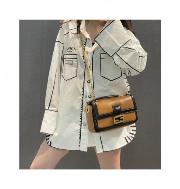 Fendi 2020 Women's Leather Chain Shoulder Bag,27cm - 펜디 2020 여성용 레더 체인 숄더백,27cm,FENB0624,카멜