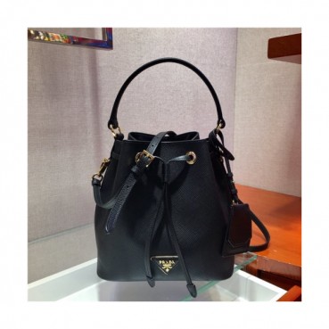 Prada 2020 Women's Leather Tote Bucket Bag,22cm - 프라다 2020 여성용 레더 토트 버킷백,22cm,PRAB0316,블랙