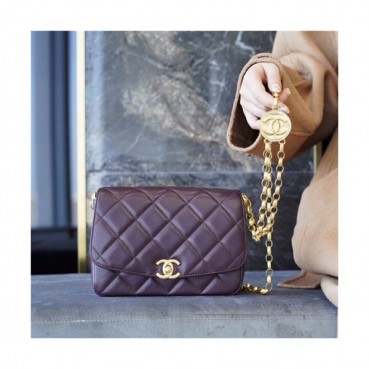 Chanel 2020 Women's Leather Shoulder Bag,17cm - 샤넬 2020 여성용 레더 숄더백,17cm,CHAB1596,퍼플